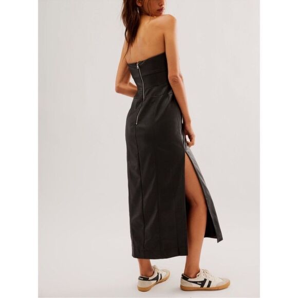 NWT Free People Mira Vegan Leather Midi Dress - Picture 2 of 7